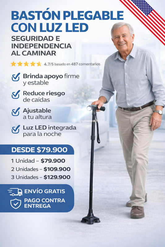 Baston Trusty Cane Plegable Con Linterna